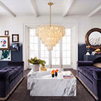 Modern Multi-Tier Petal Art Glass Chandelier in Contemporary Living Space
