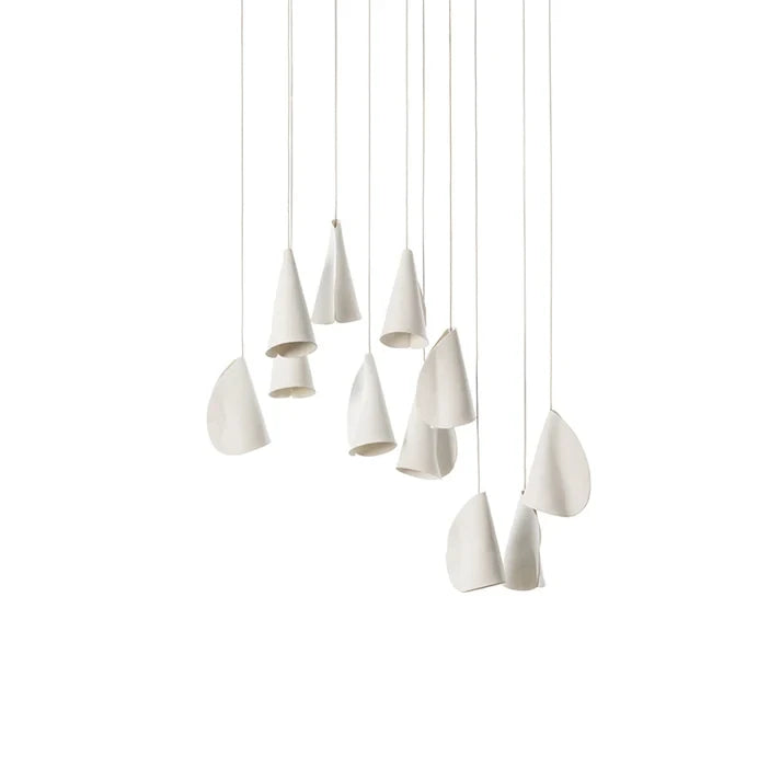 7 Light Porcelain Cone Chandelier Studio Product Shot