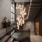 Large Porcelain Cone Multi Light Chandelier in Grand Staircase