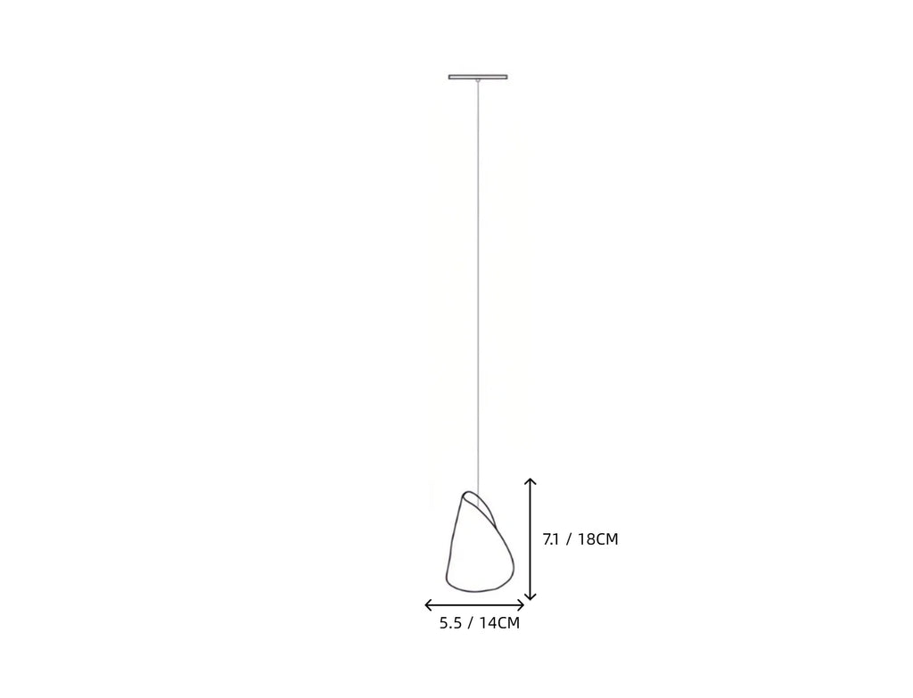 Light Porcelain Cone Chandelier Line Art Dimension Diagram