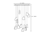 Light Porcelain Cone Chandelier Line Art Dimension Diagram
