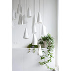 Porcelain Cone Pendant Light Cluster Over Modern Living Room