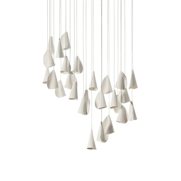 36 Light Porcelain Cone Chandelier Studio Product Shot