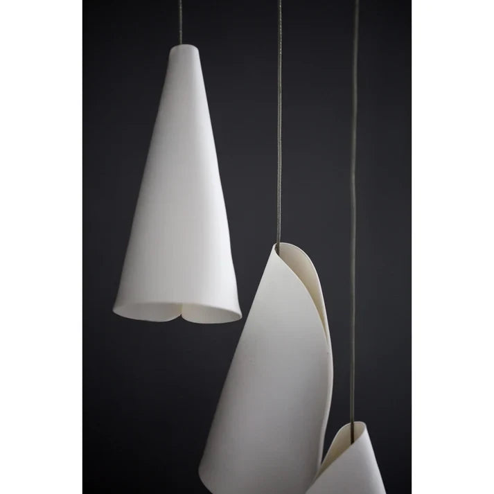 Close Up View of Layered White Porcelain Shade Clusters
