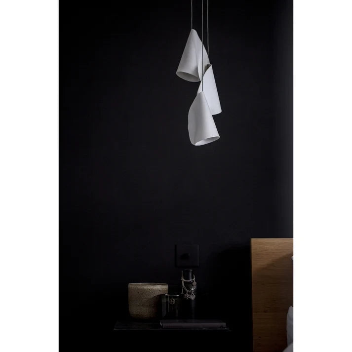 Porcelain Cone Bedside Pendant Light Over Bedroom Side Table