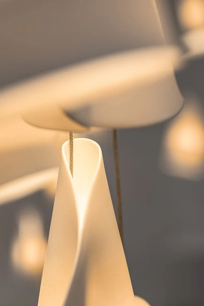 Detail View of Translucent Organic Porcelain Cone Shade