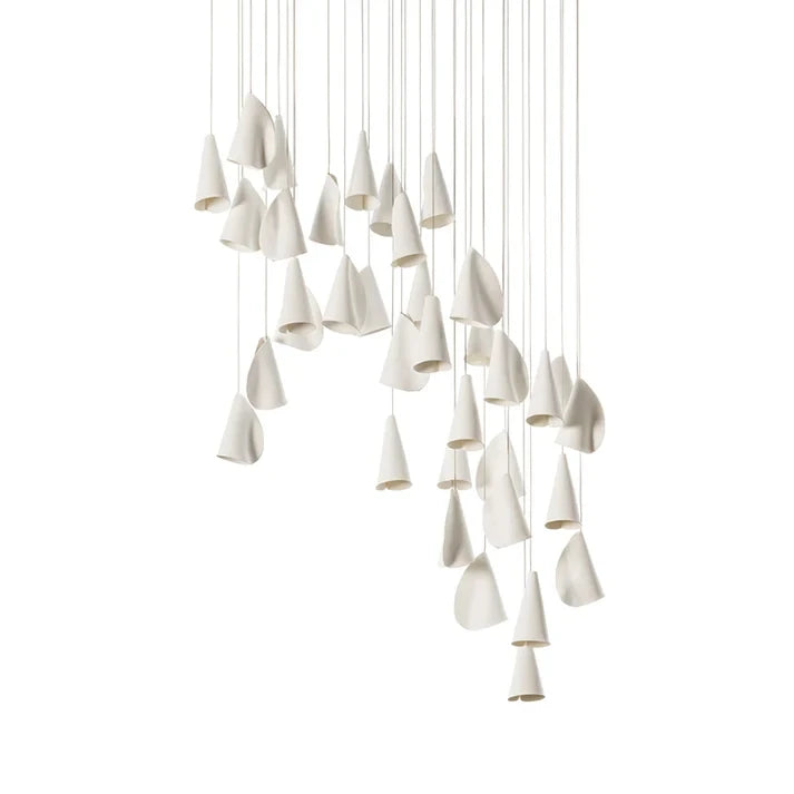 28 Light Porcelain Cone Chandelier Studio Product Shot