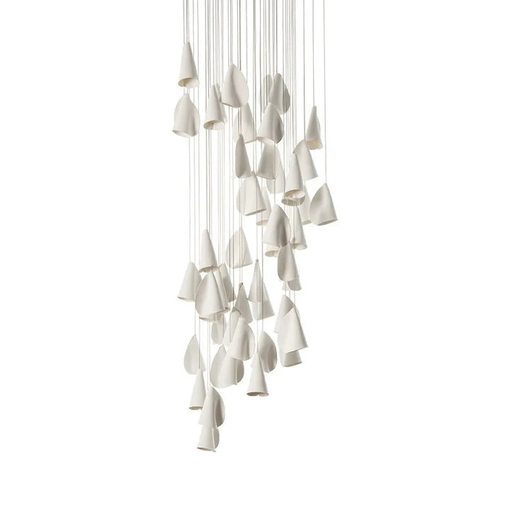 21 Light Porcelain Cone Chandelier Studio Product Shot