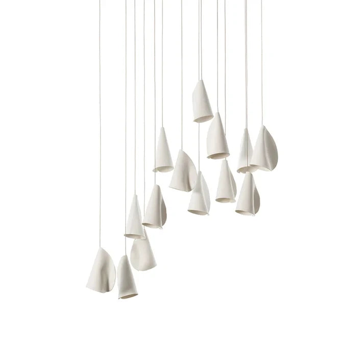 15 Light Porcelain Cone Chandelier Studio Product Shot