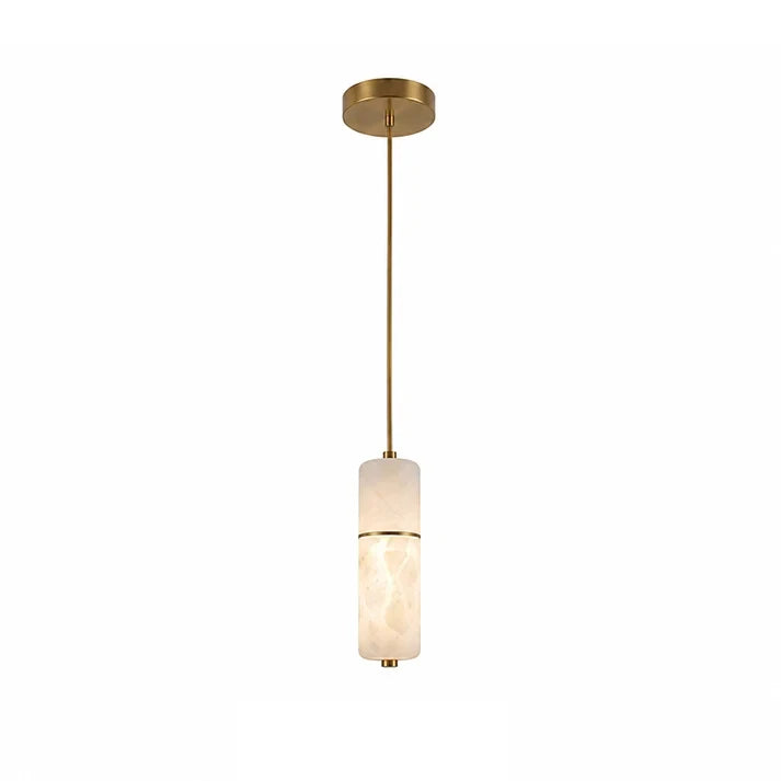 Single Light Alabaster Cylinder Pendant Light Studio Product Shot