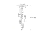 9 Light Alabaster Cylinder Chandelier Line Art Dimension Diagram