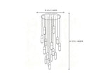 15 Light Alabaster Cylinder Chandelier Line Art Dimension Diagram