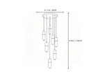 7 Light Alabaster Cylinder Chandelier Line Art Dimension Diagram