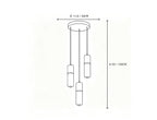 3 Light Alabaster Cylinder Chandelier Line Art Dimension Diagram