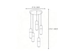 5 Light Alabaster Cylinder Chandelier Line Art Dimension Diagram