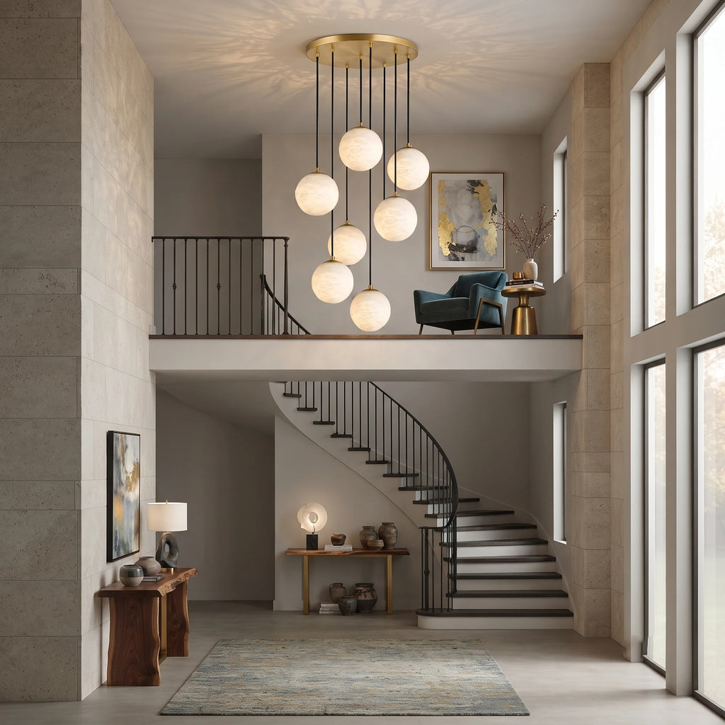 Cascading Alabaster Orb Light