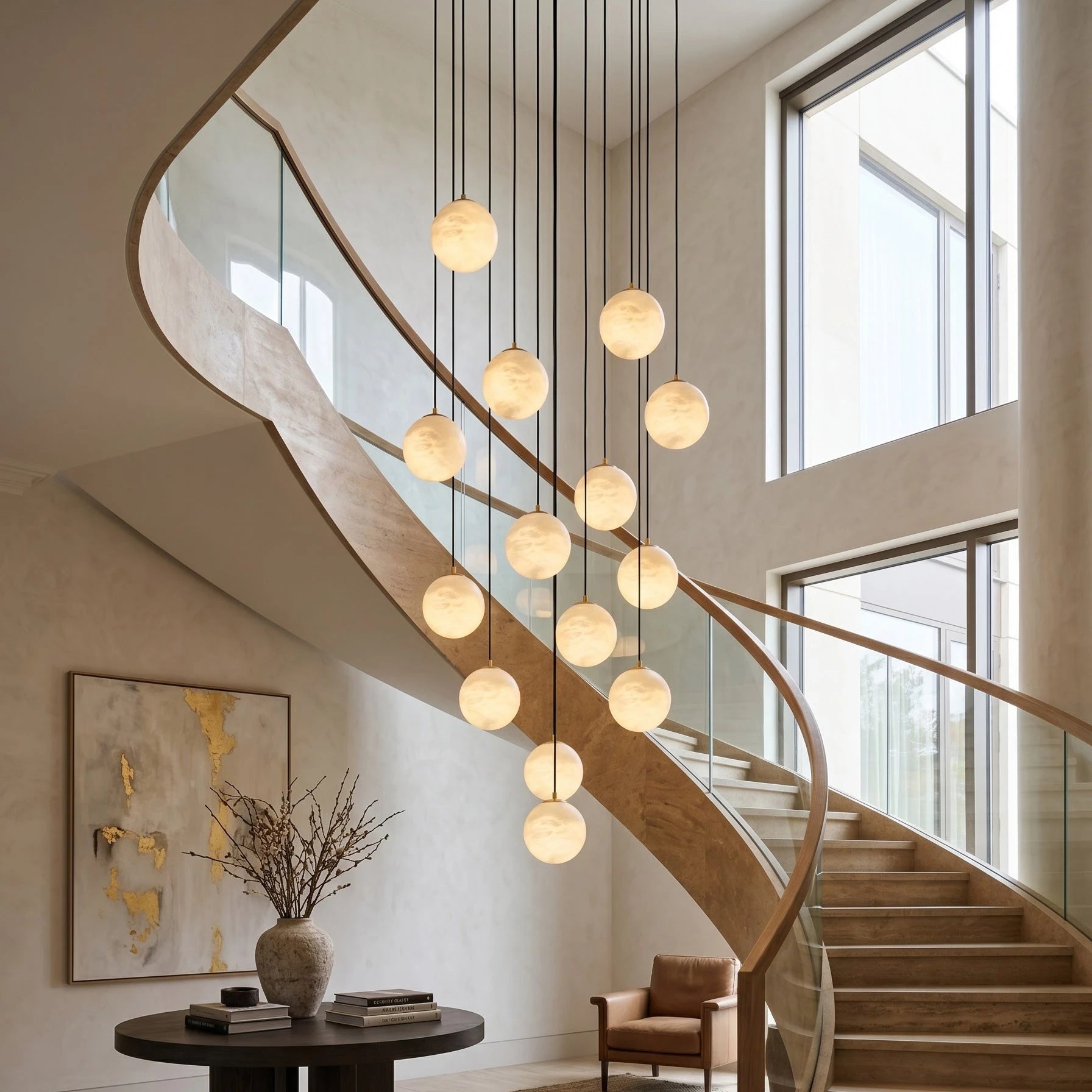Cascading Alabaster Orb Light