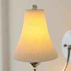 Close Up View of Illuminated Pleated Porcelain Shade Texture