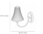 Pleated Porcelain Gooseneck Wall Sconce Line Art Dimension Diagram