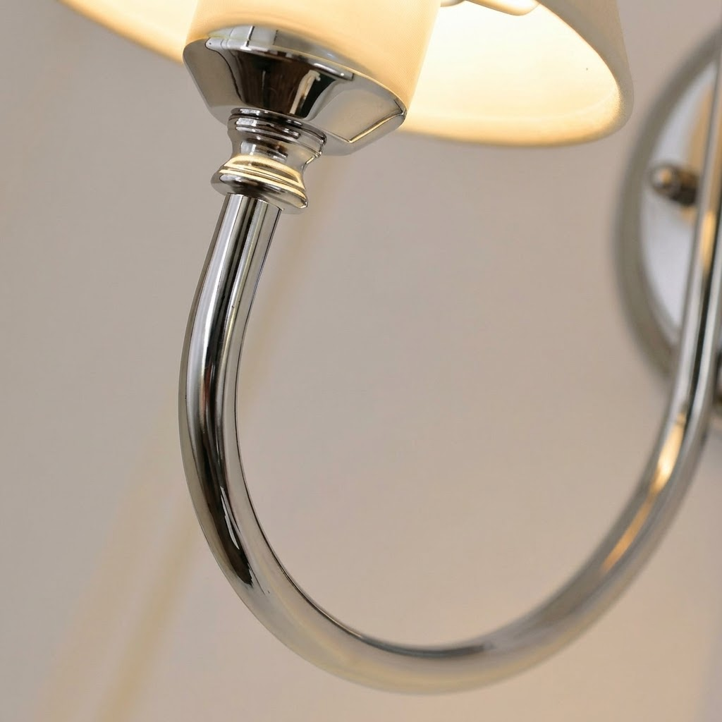 Close Up View of Curved Polished Chrome Gooseneck Light Arm