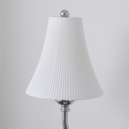 Detail View of White Pleated Ceramic Bell Lamp Shade