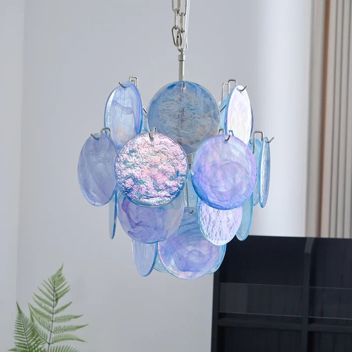 Celestial Blue Glass Disc Pendant
