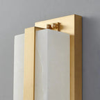 Close Up View of Brass Frame Hardware and Natural Alabaster Stone