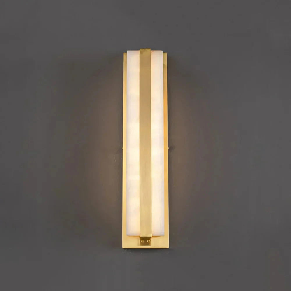 Illuminated Rectangular Alabaster LED Wall Sconce Studio Display