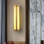 Rectangular Alabaster Bar Wall Light Mounted on Marble Accent Wall