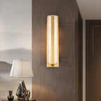 Vertical Alabaster LED Sconce Light in Contemporary Nook