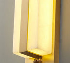 Detail View of Illuminated Alabaster Stone Grain and Brass Accent