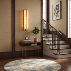 Modern Alabaster Bar Sconce Installed Near Stairway Nook