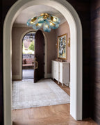 Modern Blue Ribbon Art Glass Ceiling Light in Grand Foyer Passageway