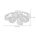 Modern Medium Blue Ribbon Art Glass Ceiling Light Line Art Dimension Diagram