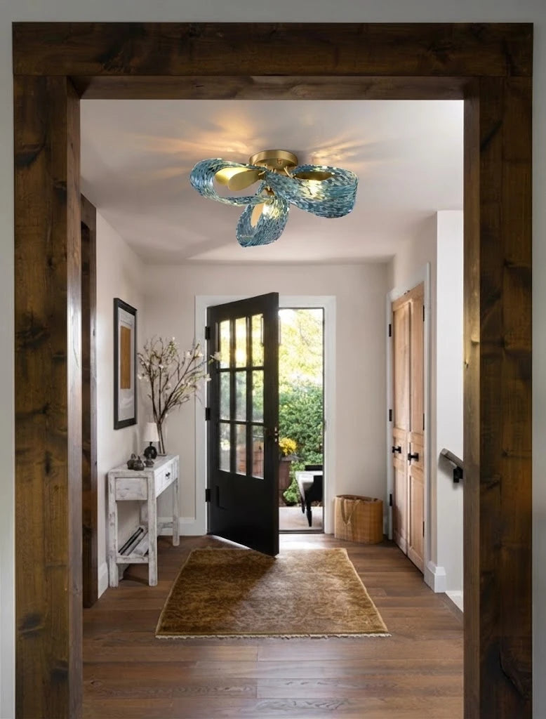 Modern Blue Ribbon Ceiling Light in Entryway Vestibule