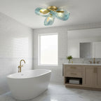 Modern Blue Ribbon Art Glass Ceiling Light in Luxury Bathroom