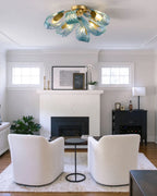 Modern Blue Ribbon Ceiling Light in Classic Living Room Setting