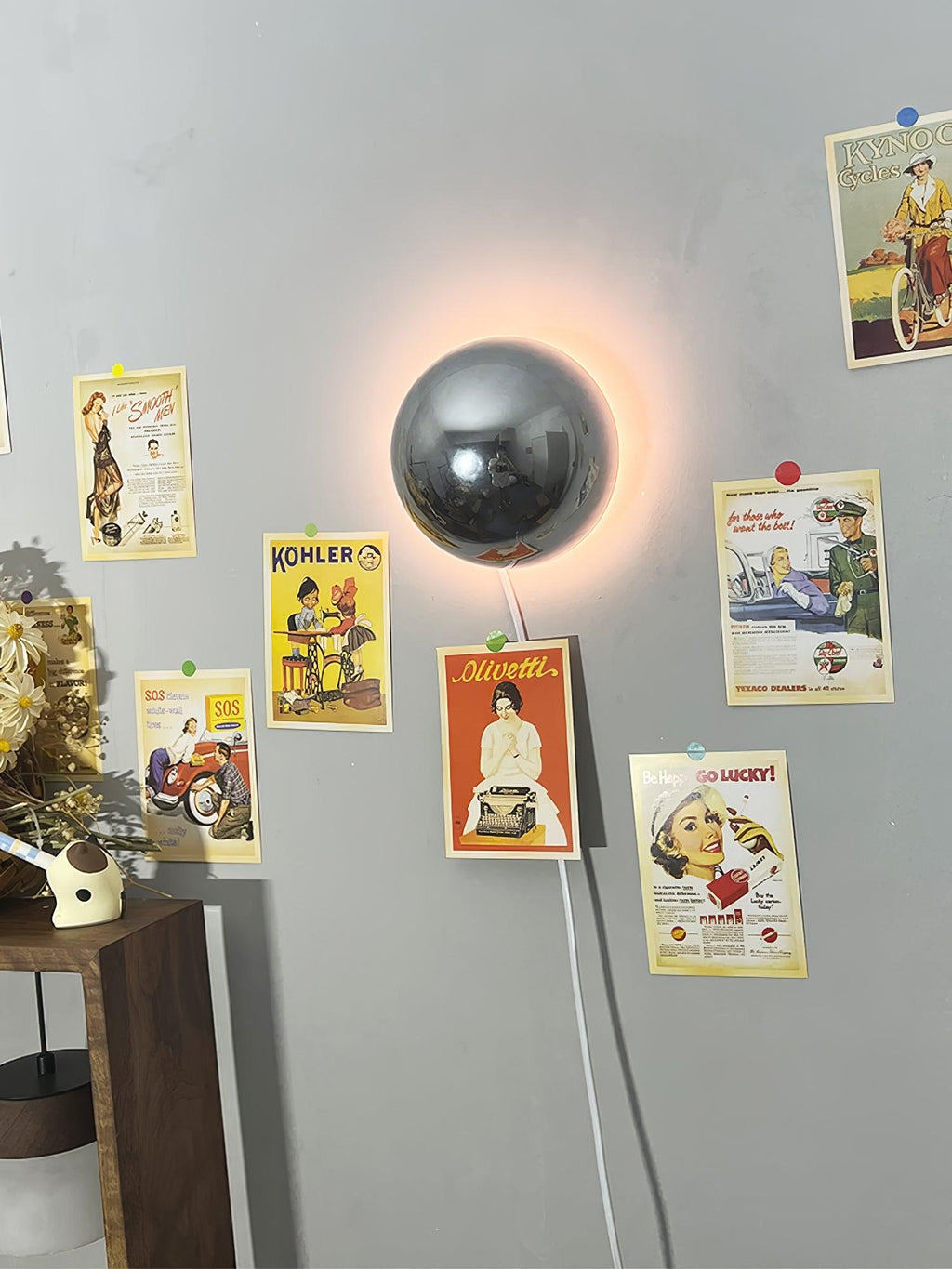 Chrome Sphere Wall Sconce