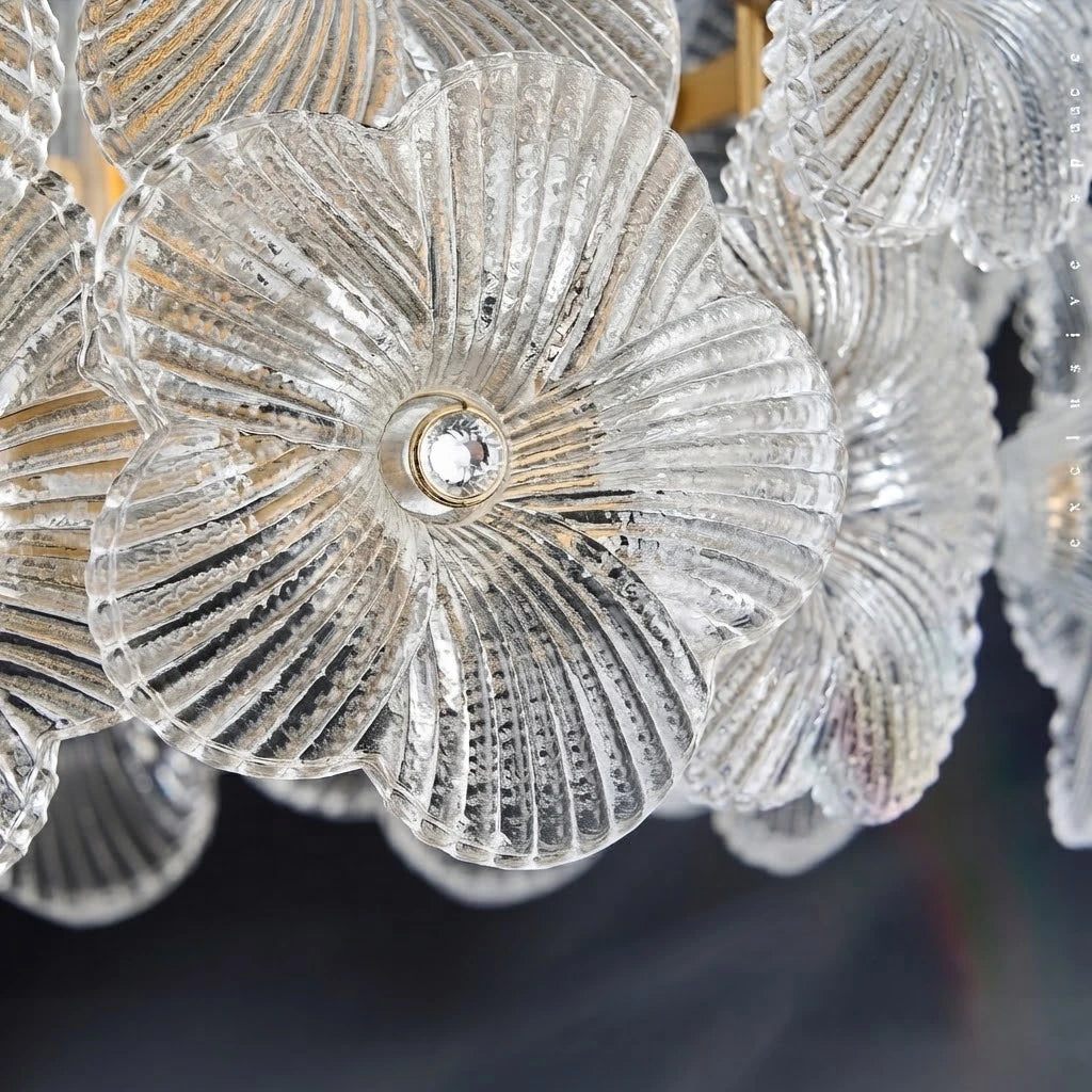 Close Up View of 3D Floral Art Glass Petals Texture and Details