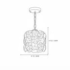Modern Floral Art Glass Mini Pendant Light Line Art Dimension Diagram