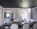 Modern Ice Rod Art Glass Chandelier in Elegant Dining Setting