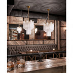 Illuminated Modern Ice Rod Chandeliers in Upscale Restaurant Setting