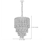 Modern Medium Multi-Tier Fluted Art Glass Chandelier Line Art Dimension Diagram