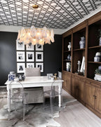 Modern Crystal Irregular Disc Art Glass Chandelier in Home Office Study Space