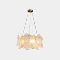 Illuminated Modern Brass Crystal Irregular Disc Chandelier Studio Shot