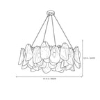 Modern Crystal Irregular Disc Art Glass Chandelier Line Art Dimension Diagram