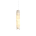 Illuminated Modern Cylindrical Alabaster Art Glass Pendant Light Studio Shot