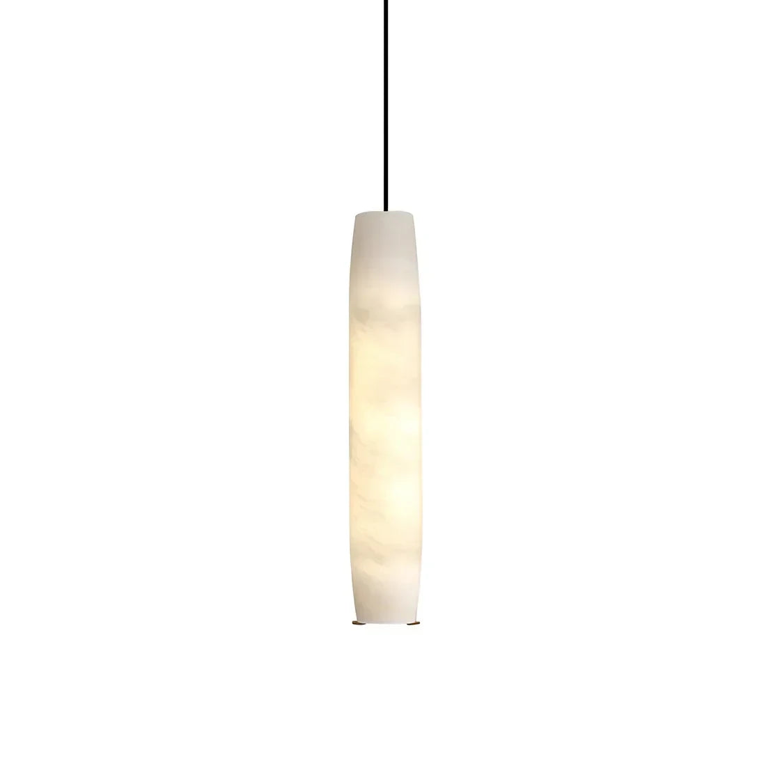 Illuminated Modern Cylindrical Alabaster Art Glass Pendant Light Studio Shot