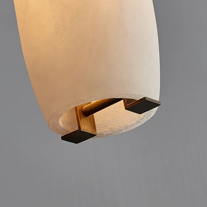 Detail View of Bottom Mounting Hardware and Illuminated Alabaster Edge