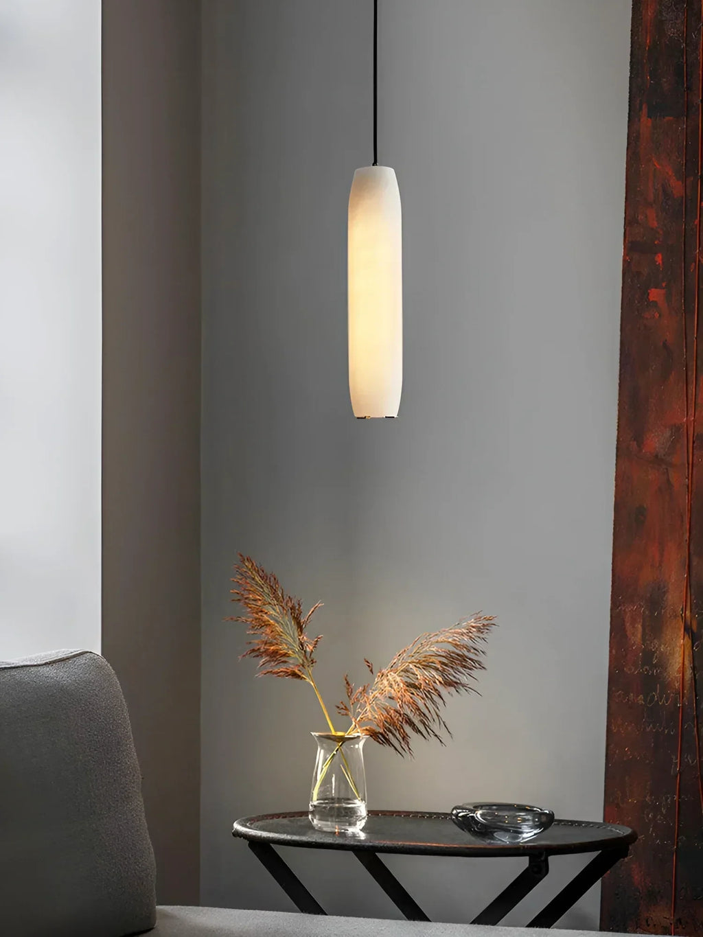 Modern Cylindrical Alabaster Pendant Light in Coziness Corner